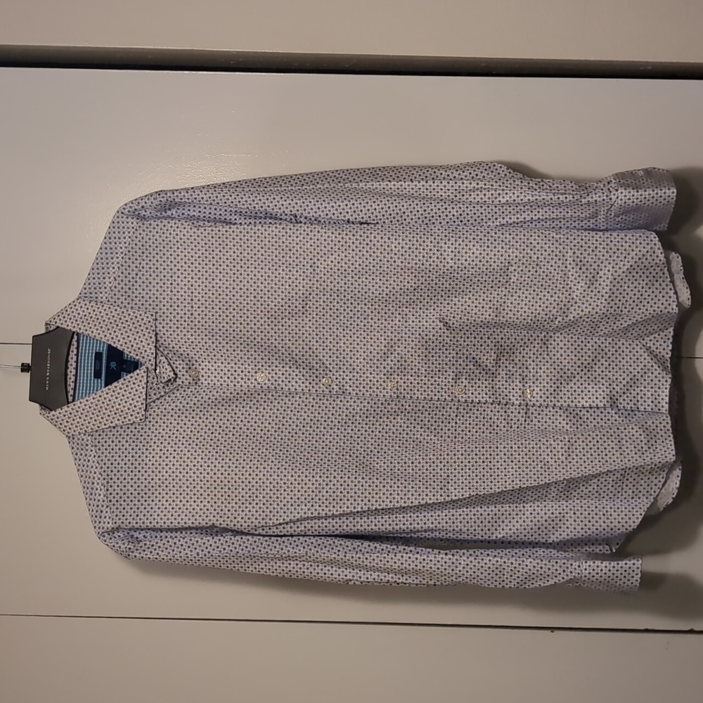 Egara White and Blue Flower Patterned Casual Shirt Sx XL